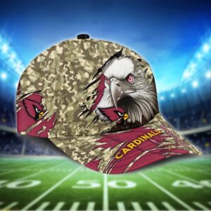 Custom Name NFL Arizona Cardinals Eagle Camo Baseball Cap 3