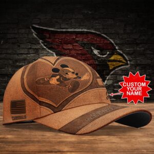 Custom Name NFL Arizona Cardinals Mickey Mouse Baseball Cap 3