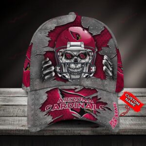 Custom Name NFL Arizona Cardinals Skull Baseball Cap 1