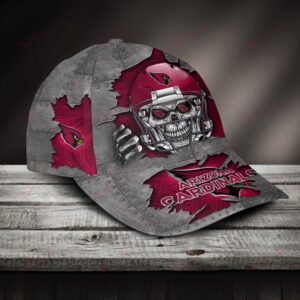 Custom Name NFL Arizona Cardinals Skull Baseball Cap 2