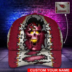 Custom Name NFL Arizona Cardinals Skull Classic Baseball Cap 1