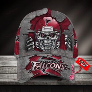 Custom Name NFL Atlanta Falcons Skull Baseball Cap 1