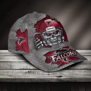 Custom Name NFL Atlanta Falcons Skull Baseball Cap 2