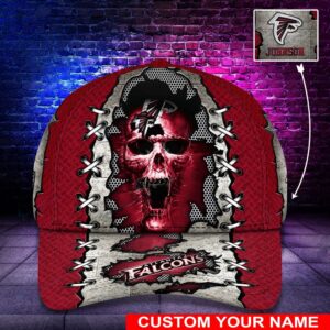 Custom Name NFL Atlanta Falcons Skull Classic Baseball Cap 1