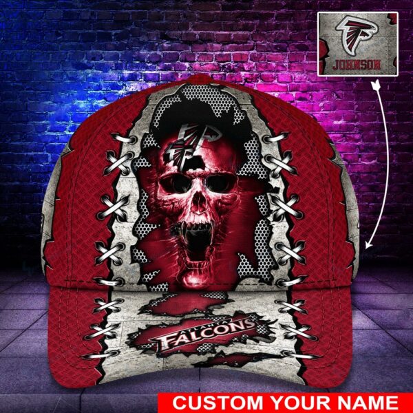 Custom Name NFL Atlanta Falcons Skull Classic Baseball Cap