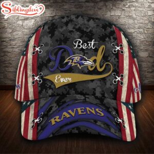 Custom Name NFL Baltimore Ravens Best Dad Camo All Over Print 3D Classic Cap 0