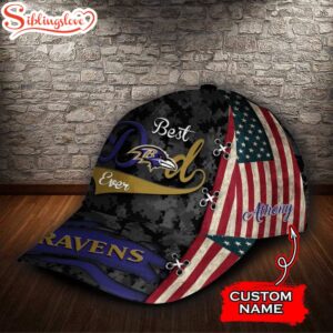 Custom Name NFL Baltimore Ravens Best Dad Camo All Over Print 3D Classic Cap 2