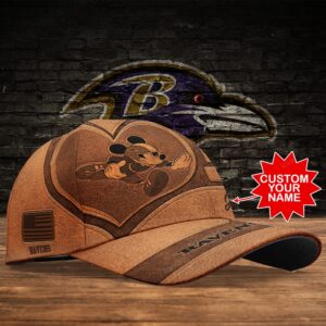 Custom Name NFL Baltimore Ravens Mickey Mouse Classic Baseball Cap 3