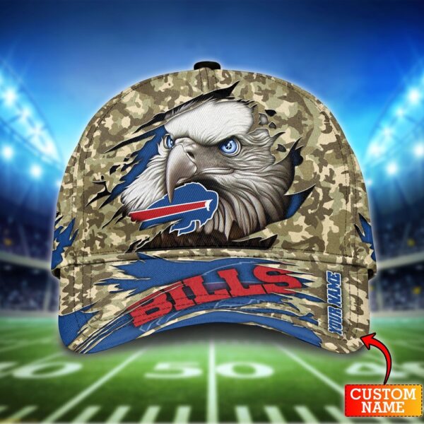 Custom Name NFL Buffalo Bills Eagle Camo Baseball Cap