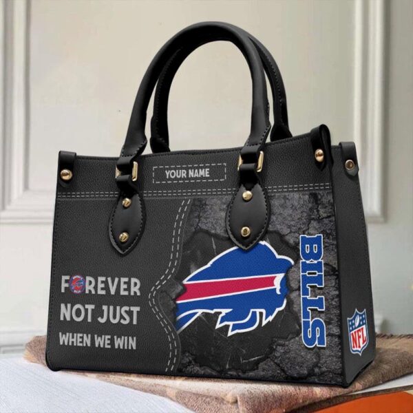 Custom Name NFL Buffalo Bills Forever Not Just When We Win Leather Hand Bag