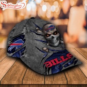 Custom Name NFL Buffalo Bills Skull All Over Print 3D Classic Cap 6