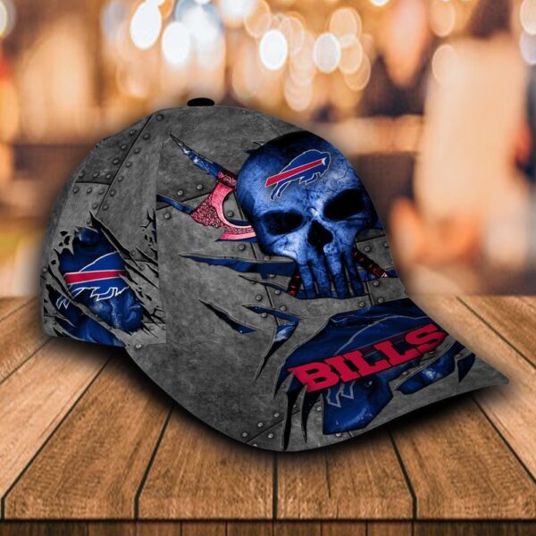 Custom Name NFL Buffalo Bills Skull All Over Print – Blue 3D Classic Cap