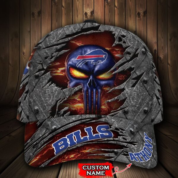 Custom Name NFL Buffalo Bills The Punisher Skull All Over Print 3D Classic Cap