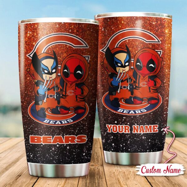 Custom Name NFL Chicago Bears Tumbler Gift For Fans