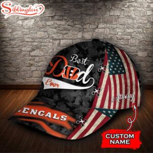 Custom Name NFL Cincinnati Bengals Best Dad USA Flag All Over Print 3D Classic Cap 2