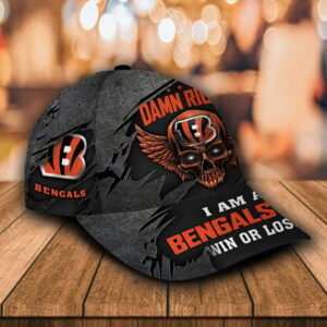 Custom Name NFL Cincinnati Bengals Damn Right Text All Over Print 3D Classic Cap 1