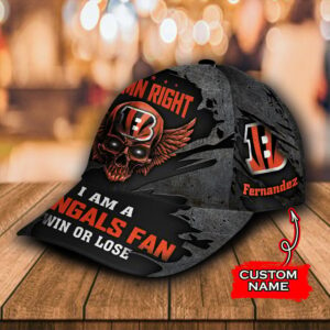 Custom Name NFL Cincinnati Bengals Damn Right Text All Over Print 3D Classic Cap 2