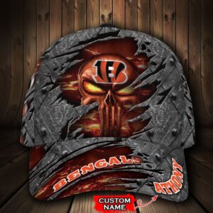 Custom Name NFL Cincinnati Bengals Luxury Skull All Over Print 3D Classic Cap 1