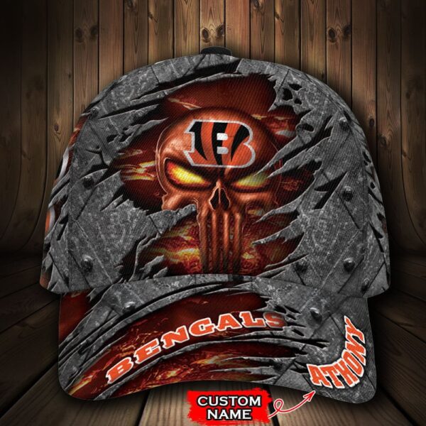 Custom Name NFL Cincinnati Bengals Luxury Skull All Over Print 3D Classic Cap