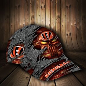 Custom Name NFL Cincinnati Bengals Luxury Skull All Over Print 3D Classic Cap 2