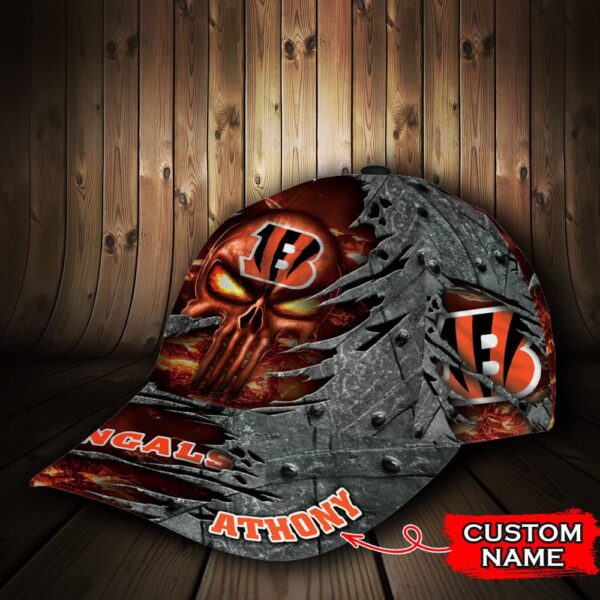 Custom Name NFL Cincinnati Bengals Luxury Skull All Over Print 3D Classic Cap