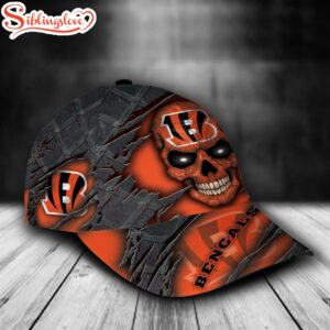 Custom Name NFL Cincinnati Bengals Skull All Over Print 3D Classic Cap 1