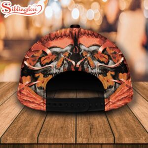 Custom Name NFL Cleveland Browns Flame Skull All Over Print 3D Classic Cap 3