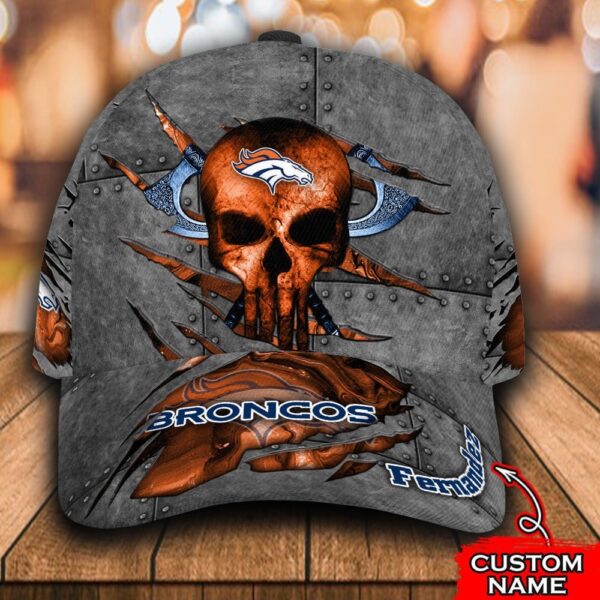 Custom Name NFL Denver Broncos Skull All Over Print 3D Classic Cap