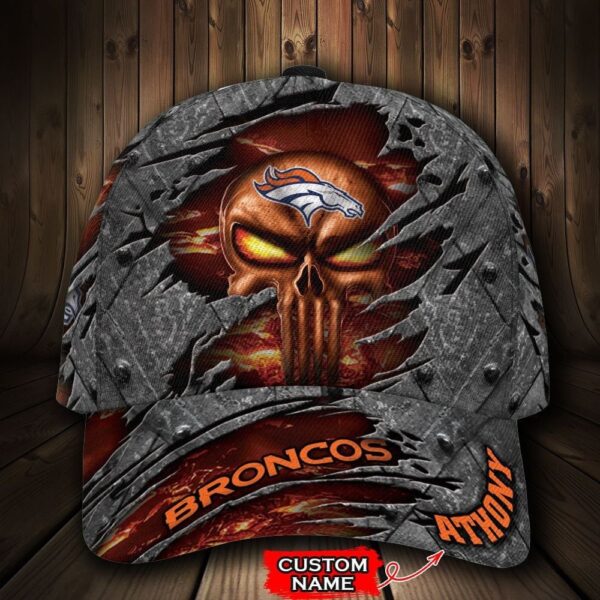 Custom Name NFL Denver Broncos Luxury Skull All Over Print 3D Classic Cap