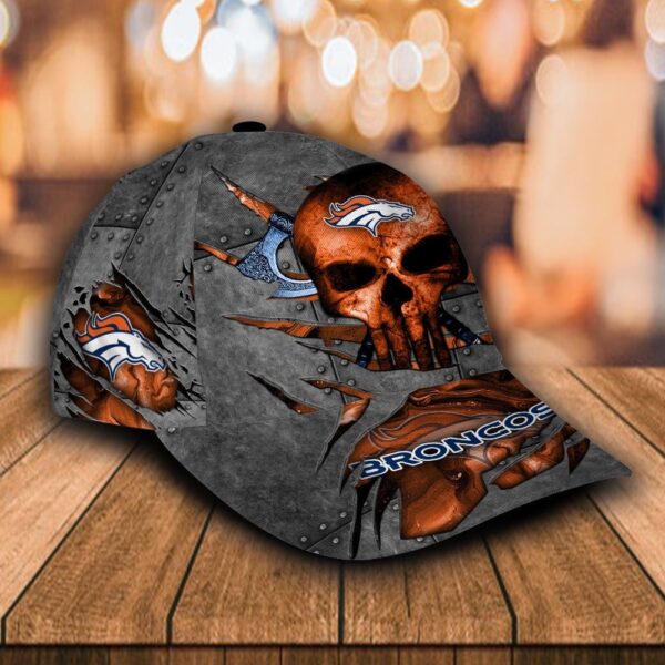 Custom Name NFL Denver Broncos Skull All Over Print 3D Classic Cap