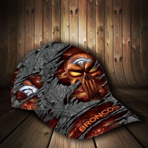 Custom Name NFL Denver Broncos Skull All Over Print 3D Classic Cap 2