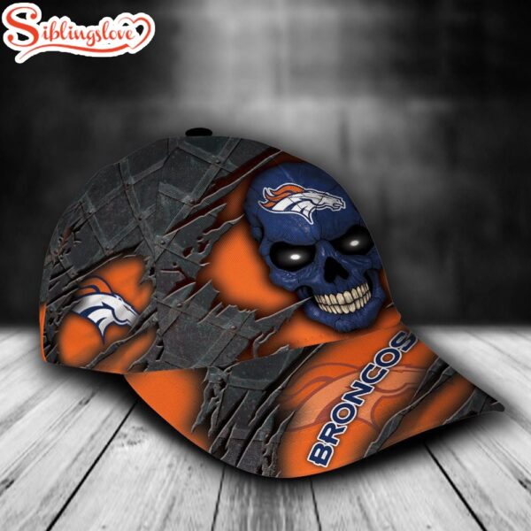 Custom Name NFL Denver Broncos Skull All Over Print – Orange 3D Classic Cap