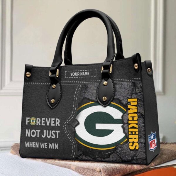 Custom Name NFL Green Bay Packers Forever Not Just When We Win Leather Hand Bag