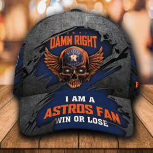 Custom Name NFL Houston Astros Skull Damn Right All Over Print 3D Classic Cap 0