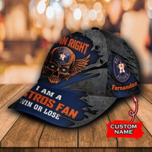 Custom Name NFL Houston Astros Skull Damn Right All Over Print 3D Classic Cap 2