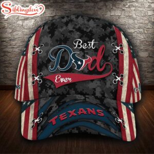 Custom Name NFL Houston Texans Best Dad USA Flag All Over Print 3D Classic Cap 0