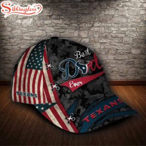 Custom Name NFL Houston Texans Best Dad USA Flag All Over Print 3D Classic Cap 1