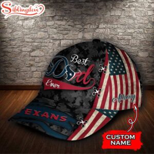 Custom Name NFL Houston Texans Best Dad USA Flag All Over Print 3D Classic Cap 2