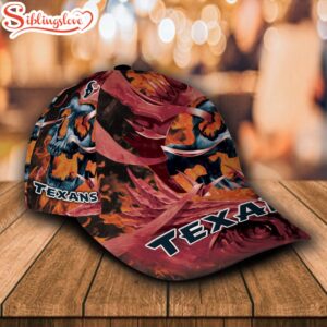 Custom Name NFL Houston Texans Flame Skull All Over Print 3D Classic Cap 1