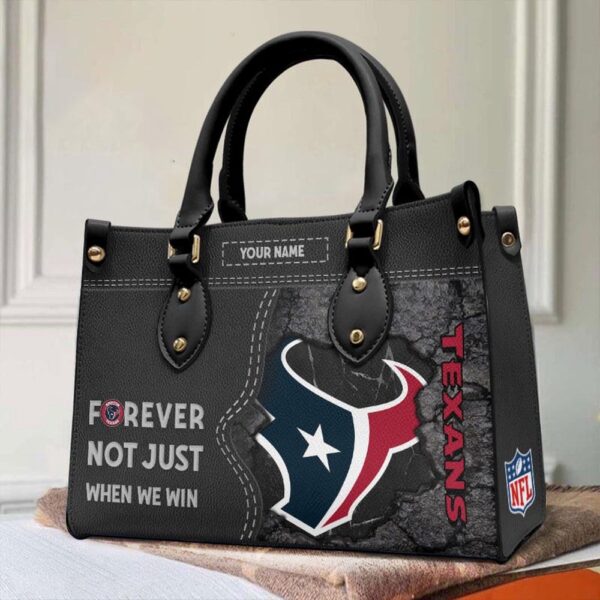 Custom Name NFL Houston Texans Forever Not Just When We Win Leather Hand Bag