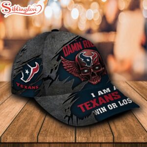 Custom Name NFL Houston Texans Luxury Skull Damn Right All Over Print 3D Classic Cap 1