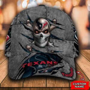 Custom Name NFL Houston Texans Skull All Over Print 3D Classic Cap 0