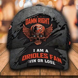 Custom Name NFL I Am A Baltimore Orioles Fan Skull All Over Print Black 3D Classic Cap 0