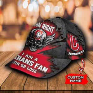 Custom Name NFL I Am A Cleveland Indians Fan Win Or Lose All Over Print Red 3D Classic Cap 2