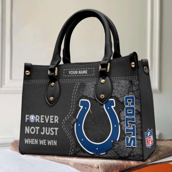 Custom Name NFL Indianapolis Colts Forever Not Just When We Win Leather Hand Bag