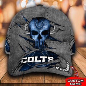 Custom Name NFL Indianapolis Colts The Punisher Skull All Over Print 3D Classic Cap 1