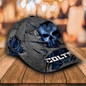 Custom Name NFL Indianapolis Colts The Punisher Skull All Over Print 3D Classic Cap 2