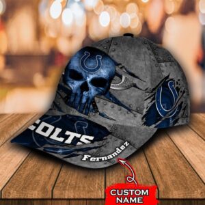 Custom Name NFL Indianapolis Colts The Punisher Skull All Over Print 3D Classic Cap 3