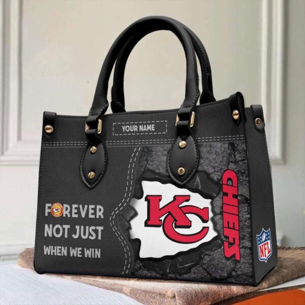 Custom Name NFL Kansas City Chiefs Forever Not Just When We Win Leather Hand Bag