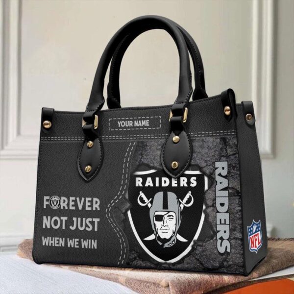 Custom Name NFL Las Vegas Raiders Forever Not Just When We Win Leather Hand Bag